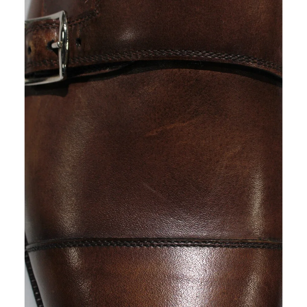 Di Bianco NWD Double Monk Strap Dress Shoes Size 9 US in Brown Leather